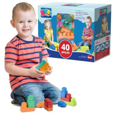 Imagem de Brinquedo Blocos De Montar Infantil 40 Pçs Encaixe Educativo - Dismat,