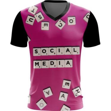 Imagem de Camiseta Gola V Dryfit Social Media Cubos Letras Profissão 1v - Kasube