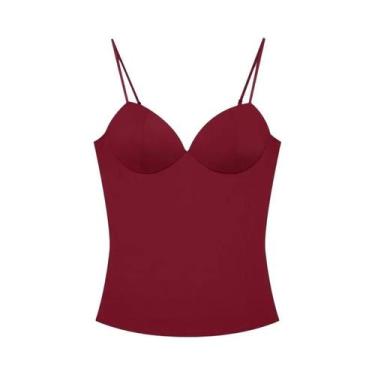 Imagem de Top Corset Sem Mangas E Costas Descobertas Em Burgundy Para Mulheres, 