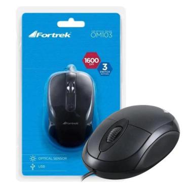 Imagem de Mouse Fortrek OML101 FK411M 800Dpi Preto USB Com Fio 2829