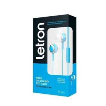 Imagem de Fone de ouvido dot azul intra auricular com fio e microfone letron 744