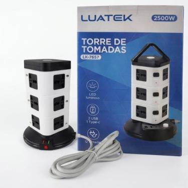Imagem de Torre Com 12 Tomadas Universal + 2 Usb + 1 Tipo C 220v 2500w - Luatek