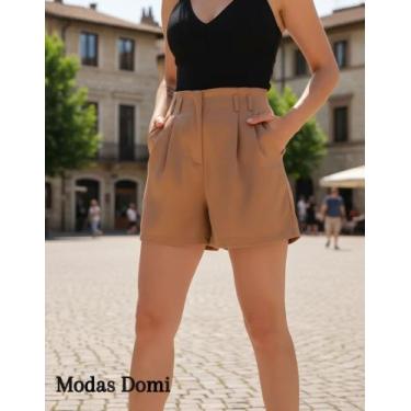 Imagem de Modas Domi Short Feminino de Cetim Cintura Alta BOLSO SOCIAL PROMOÇÃO 