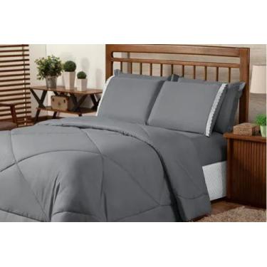 Imagem de Roupa De Cama + Lençol Dupla Face Casal Box 6 Pçs Edredom - nunes