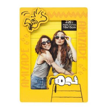 Imagem de Porta Retrato Snoopy Amizade Amarelo Para Foto 10x15Cm Oficial Peanuts