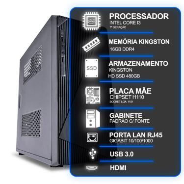 Imagem de Computador Desktop Intel Core I3 7a Geração 16GB RAM SSD 480GB sem Sistema Operacional Intel