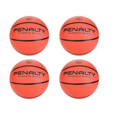 Imagem de Kit 4 Bolas de Basquete Playoff IX Oficial para Quadra Externa Laranja Penalty