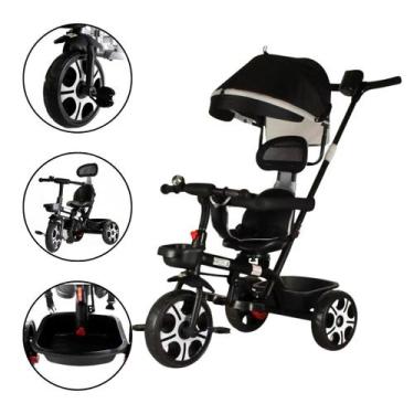 Imagem de Triciclo Infantil Zupa Preto Com Empurrador e Proteção Baby Style