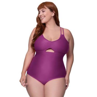 Imagem de Maiô Feminino Sem Bojo Com Costas Trançadas Plus Size Selene, X1, Mage