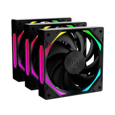Imagem de Kit 3 Coolers 120mm Halo - LED ARGB - Preto - Kalkan KLK00019