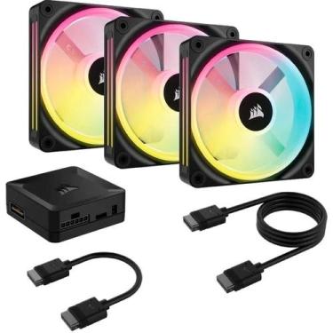 Imagem de Kit Fan Com 3 Unidades, Corsair, iCue, QX120, RGB, Magnetic, 120mm, Bl