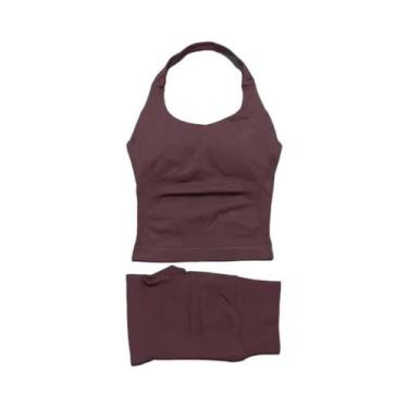 Imagem de Conjunto De Yoga Feminino Com Top Halter E Leggings Esportivas Sem Cos