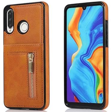 Imagem de Carteira de couro de luxo com zíper para Huawei P30 P30 Lite Pro Mate20 Mate20 Pro Lite, laranja, para Huawei P30 Lite