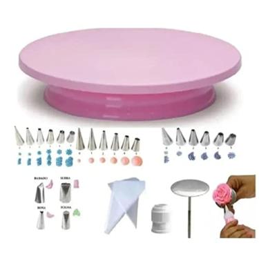 Imagem de Bailarina P Decorar Bolo + Kit Bicos 24 Pç + Suporte De Rosa