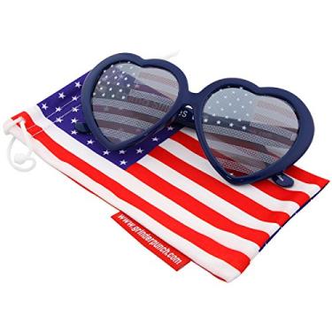 Imagem de Óculos de sol feminino com listras Emma e bandeira americana grinderPUNCH, Azul, X-Large