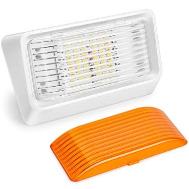 Imagem de Kohree Luz de LED de 320 lúmens, luz de varanda para uso externo, luminária de 12 V, iluminação de substituição para trailers, trailers, campistas, 5 rodas. Base branca, lentes transparentes e âmbar incluídas