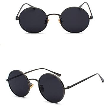 Imagem de Super Redondo Óculos de Sol Feminino Designer Moda Masculina Tons de Lente Verde Escuro UV400, Preto Preto, China