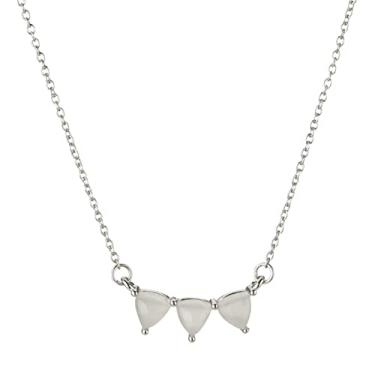 Imagem de YUHUAWF Colar de prata esterlina 925 moda simples triângulo pingente colar feminino requintado pingente de festa jóias ajustável para mulheres