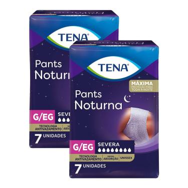 Imagem de Kit 2X Roupa Íntima Descartável Tena Pants Noturna Tamanho G/EG com 7 Unidades