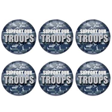 Imagem de Beistle 6 peças apoiam nossos pinos de crachá com botão de pino para 4 de julho decorações patrióticas materiais e lembrancinhas para festa do dia da independência, 5 cm, cinza/azul/branco