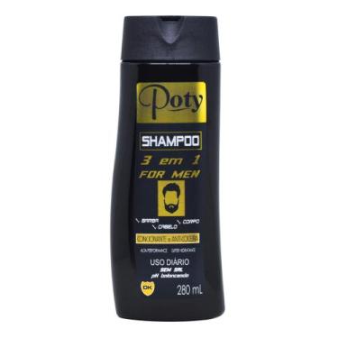 Imagem de Shampoo 3 Em 1 Barba Cabelo E Corpo Poty Men 280 Ml - Poty Cosméticos