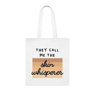 Imagem de They Call Me The Skin Whisperer, sacola divertida, bolsa de ombro, bolsas reutilizáveis, cesta de Natal de aniversário, ideia de presente, Branco