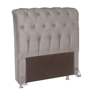 Imagem de Cabeceira para Cama box Bom Pastor Sofistic Estofada Veludo Luxo Solteiro Creme