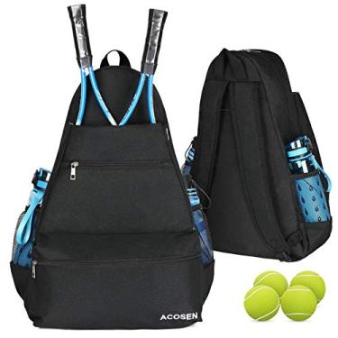 Imagem de Mochila de tênis ACOSEN – Bolsas de tênis grandes para mulheres e homens para segurar raquete de tênis, raquete de pickleball, raquete de badminton, raquete de squash, bolas e outros acessórios (preto