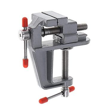 Imagem de Foitech Grampos de banco, minicarro giratório de bancada de mesa para fixação artesanal hobby artesanato ferramenta de reparo portátil ajustável para bancada de trabalho ferramenta, prata