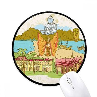 Imagem de DIYthinker Cultura Religião Alfândega Templo Ponto de Marco Mouse Pad Desktop Escritório Tapete Redondo para Computador