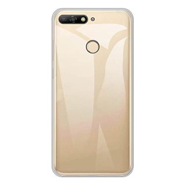 Imagem de Capa para Huawei Honor 7A Pro, capa traseira de TPU (poliuretano termoplástico) macio à prova de choque de silicone anti-impressões digitais capa protetora de corpo inteiro para Huawei Y6 Prime 2018 (5,70 polegadas) (transparente)