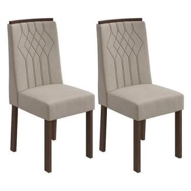 Imagem de Conjunto 2 Cadeiras Exclusive Imbuia/Veludo Creme - Móveis Lopas