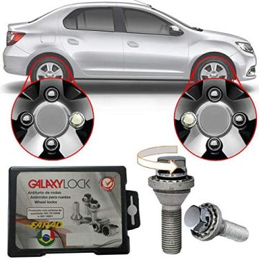 Imagem de Trava Antifurto Anti Roubo de Roda Parafuso Porca Farad Galaxylock Renault Logan 2008 à 2019 Com Mais de 10.000 Segredos I/M