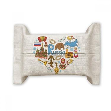 Imagem de Rússia Acordeão Catedral de São Basílio Suporte de capa de papel para lenços faciais Bolsa de linho de algodão