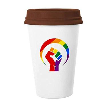 Imagem de Diferenças de gênero em torno da igualdade de arco-íris, caneca de cerâmica para copo de café