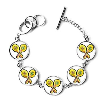 Imagem de DIYthinker Bracelete com ilustração de elementos culturais do México com raquete amarela