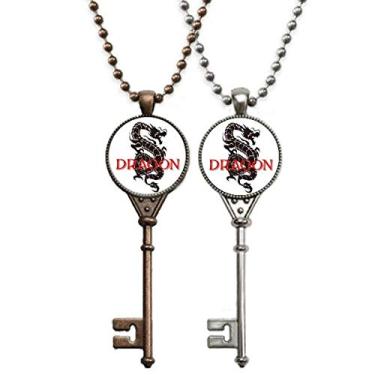 Imagem de OFFbb-USA Colar de dragão animal, mito, leste, oeste, chaveiro, pingente, joias, decoração de casal