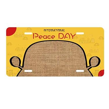 Imagem de DIYthinker Tecido de malha de linho Kahki placa de carro abstrata decoração Dia da Paz