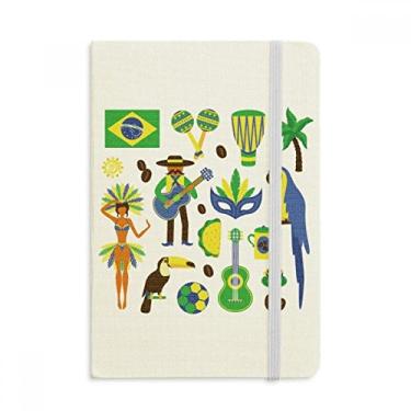 Imagem de Caderno de futebol para guitarra, papagaio, café, Brasil, capa dura de tecido, diário clássico