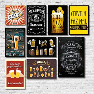 Imagem de Kit Placas Decorativas Bebidas Frases Vintage Mdf- 9 Placas