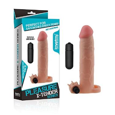Imagem de Capa peniana extensora 5, 6 cm com vibração - Pleasure - Lovetoy, Lovetoy, Bege