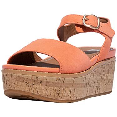 Imagem de FitFlop GC7580-050 Eloise Cork-WRAP Suede Back-Strap Wedge Sandals Sunshine Coral US07