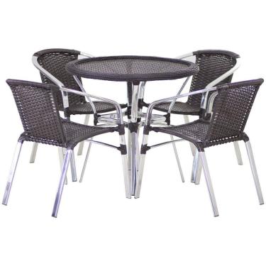 Imagem de Conjunto 4 Cadeiras Floripa e Mesa Com Tampo Tramado em Alumínio Piscina, Área, Jardim Trama