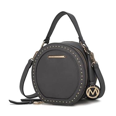 Imagem de MKF Collection Bolsas redondas transversais para mulheres e bolsas, bolsa de couro PU bolsa de mão pequena lateral carteiro, Carvão Lydie, Medium