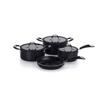 Imagem de Conjunto de Panelas 4 Peças Multiflon Dom com Revestimento Antiaderente Quartzo 7 Camadas e Tampas com Saída de Vapor - Preto