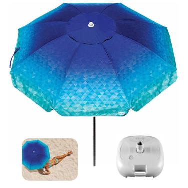 Imagem de Kit Guarda Sol 2m Alumínio Sombreiro Aruba Azul Marinho Com Base Plástica Branca - Tobee