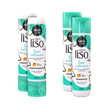 Imagem de KIT 2 SHAMPOOS 2 CONDICIONADORES MEU LISO EXTREMO SALON LINE 