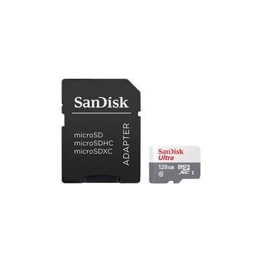 Imagem de Cartão de Memória SanDisk Ultra MicroSD UHS-I, 128GB, 100MB/s, com adaptador - SDSQUNR-128G-GN3MA