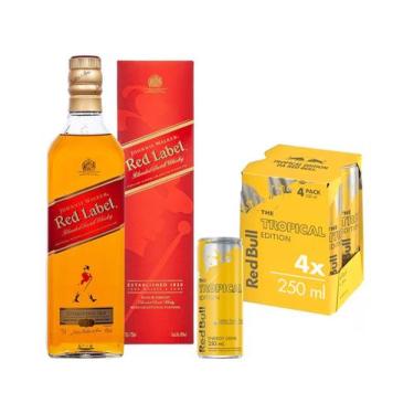 Imagem de Kit Whisky Johnnie Walker Red Label Escocês - 750ml + Red Bull Frutas