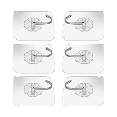 Imagem de ZEZEFUFU 6 peças de ventosa transparente durável sugador gancho forte forte ganchos de parede para cozinha banheiro grande área